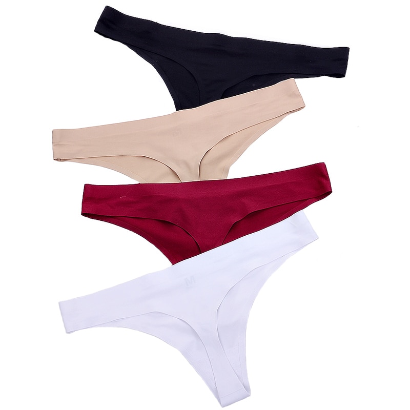 Innsly Thongs Women G-Strings Summer Seamless Ice Silk Sexy Panties Bikini T-Back