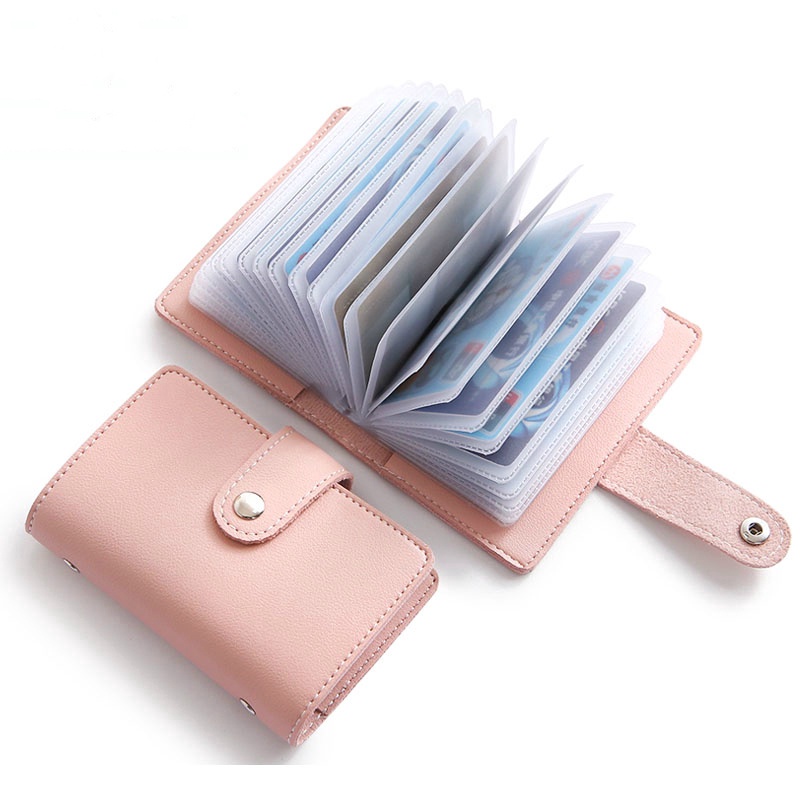 RFID Blocking 24 Card Slots Womens Card Wallet / Ladies Candy Color Korean Fashion PU Leather Credit Card Holder / Women Credit Cardholder Passport Card Bag / ID Passport Card Wallet / Cards Organizer