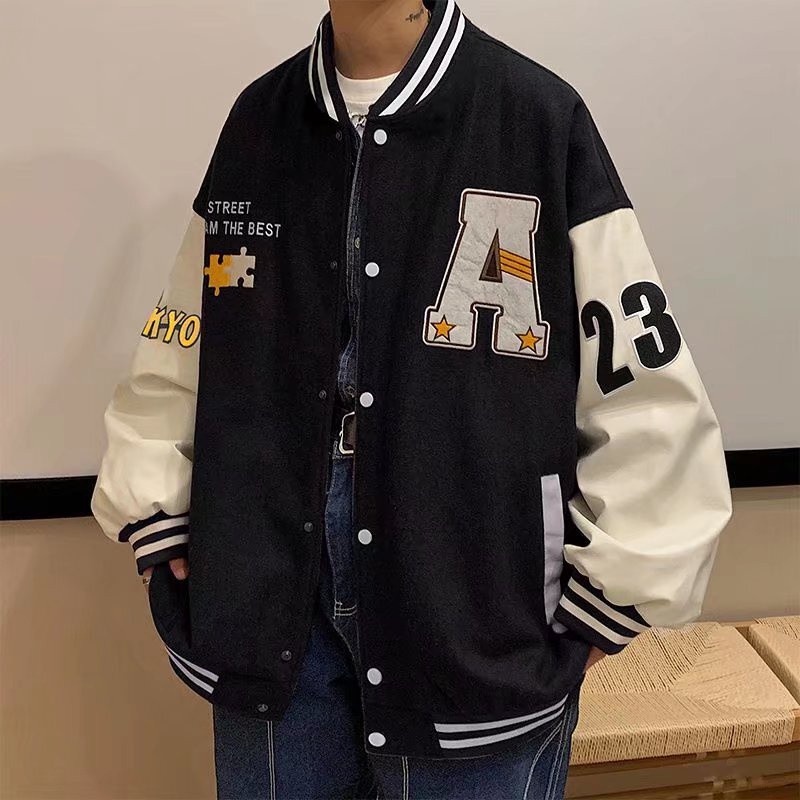 LUCKY CHOCK unisex thick felt bomber jacket (real photo)