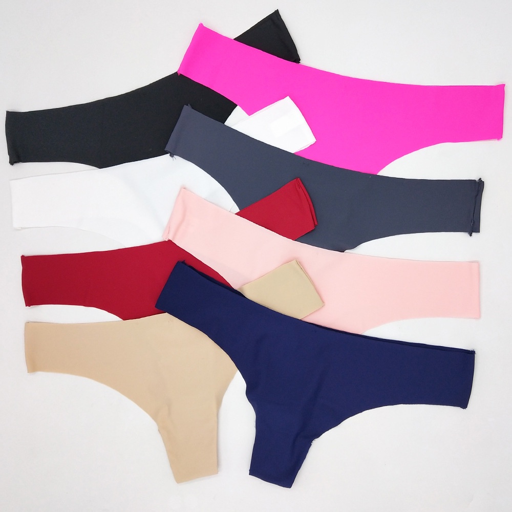 Low-Waist Ice Silk One-Piece Seamless Ultra-Thin Women's Underwear Transparent Cotton Crotch Antibacterial Sports Fitness T/Thong Briefs