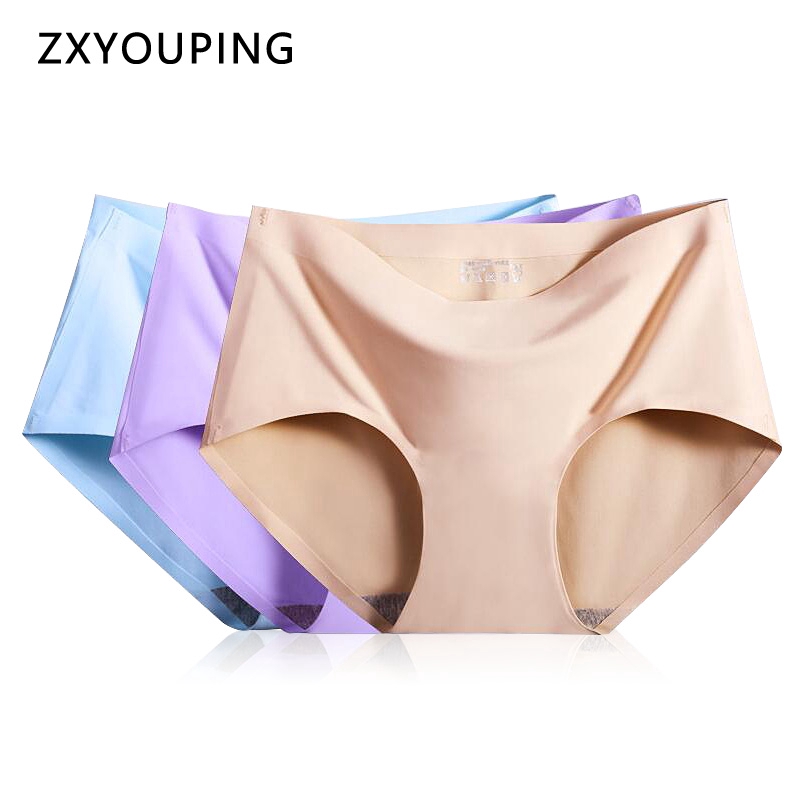 Seamless Panties For Women Sexy Briefs One Piece Ice Silk Panties Low Waise Clothing Underwear Girls M-XXL Plus Size Lingerie