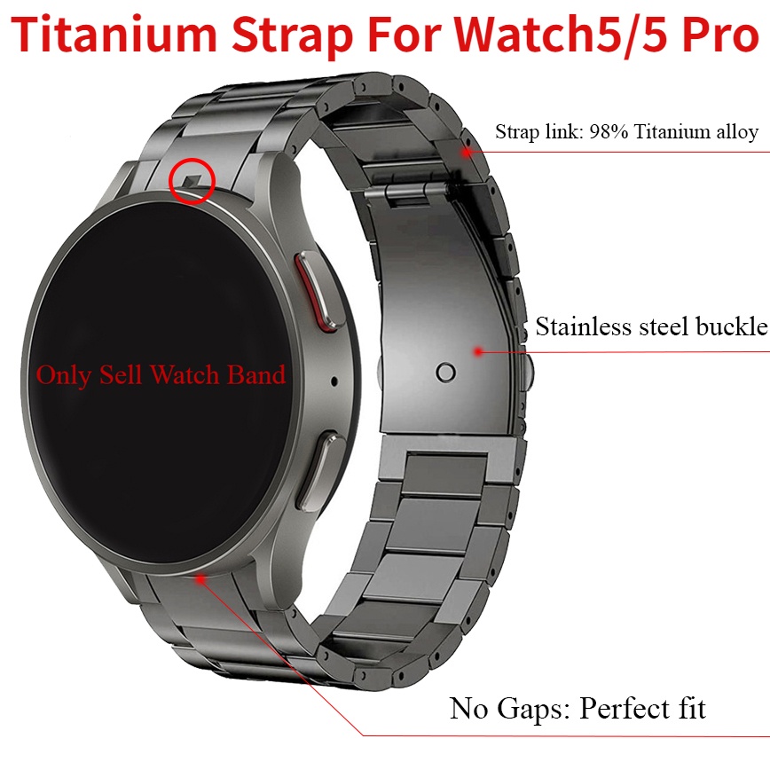 No Gaps Titanium Metal Watch Band for Samsung Galaxy Watch 5 Pro 45mm 40mm 44mm Strap for Galaxy Watch4 Classic 46mm 42mm Gray