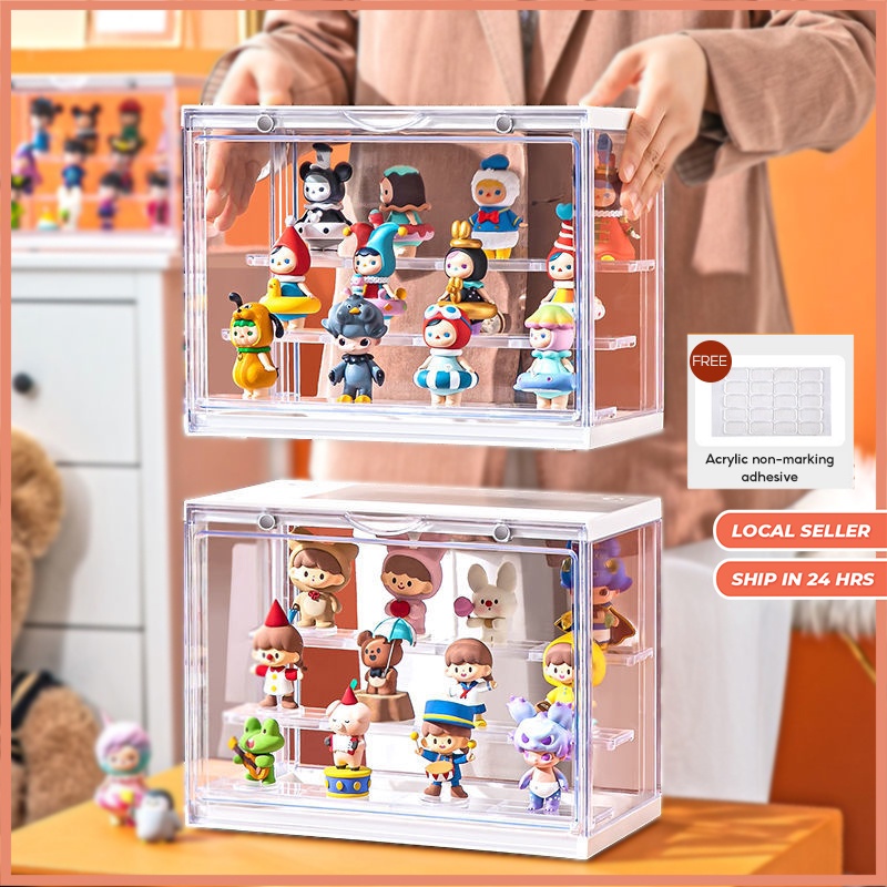 [Ready Stock] Popmart Display Box Acrylic Display Case For Blind Box Fit 18-24Pcs Figurine Magnetic Closure Door