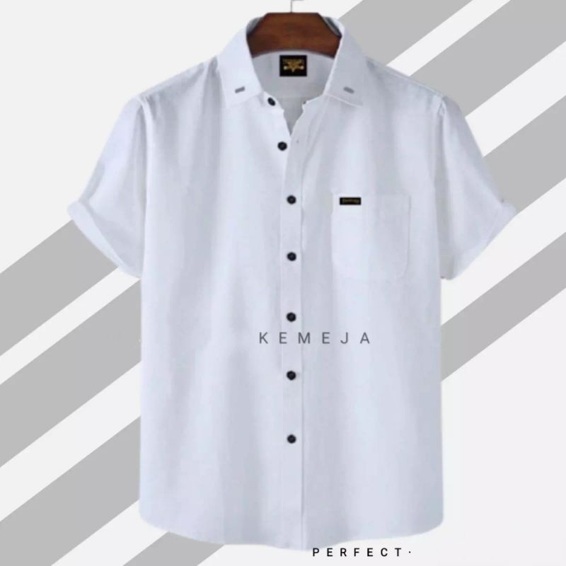 KEMEJA PRIA Men's Plain Shirt Short Sleeve Distro Premium Size M To XXXL
