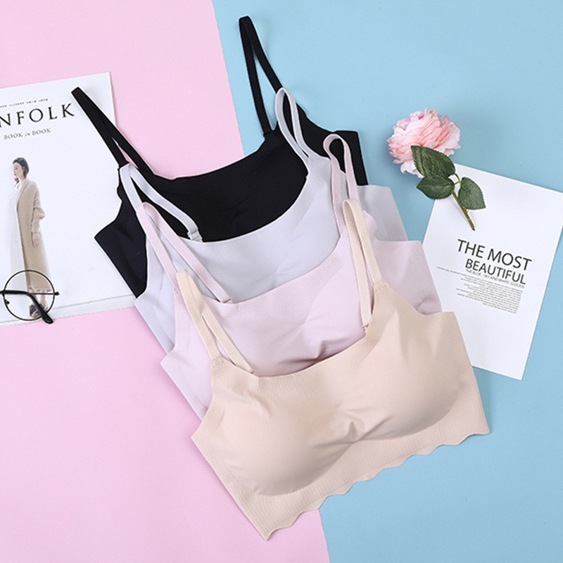 Seamless Bra Set Bralette Wireless Plus Size Ice Silk Padded Top Sexy Women Bralet