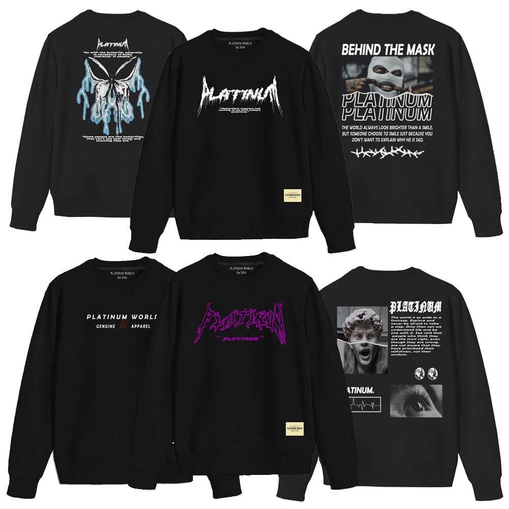 Platinum WORLD Crewneck Sweatshirt Metal Font // Premium Metal Sweater Jacket