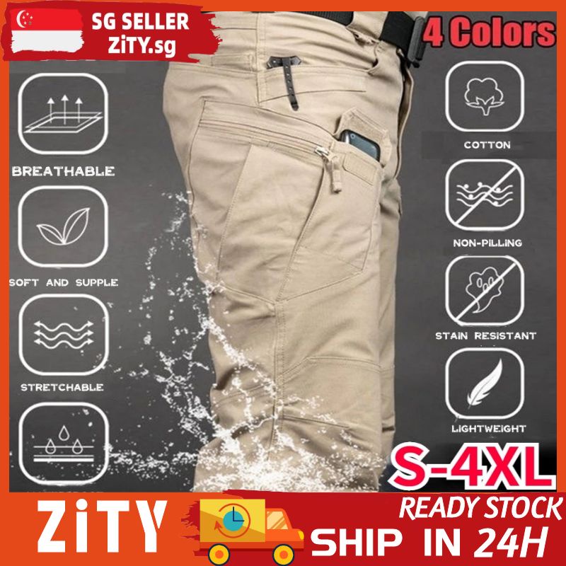 ZiTY IX7 S-4XL Tactical Pants Waterproof Slim Fit Multi Pockets Anti-stain Tactical Black Cargo Pants Men Military Tactical Cargo Pants Outdoor Men's Training Pants