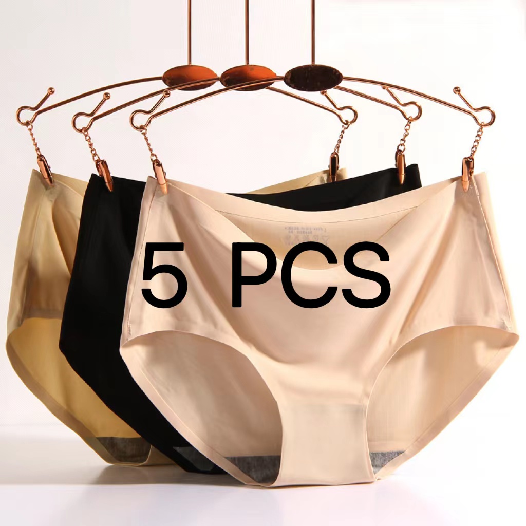 Women's Panties 5PCS S-2XL  Ice Silky Underwear One Piece Seamles Cmfortable Underwear Seluar Dalam Wanit