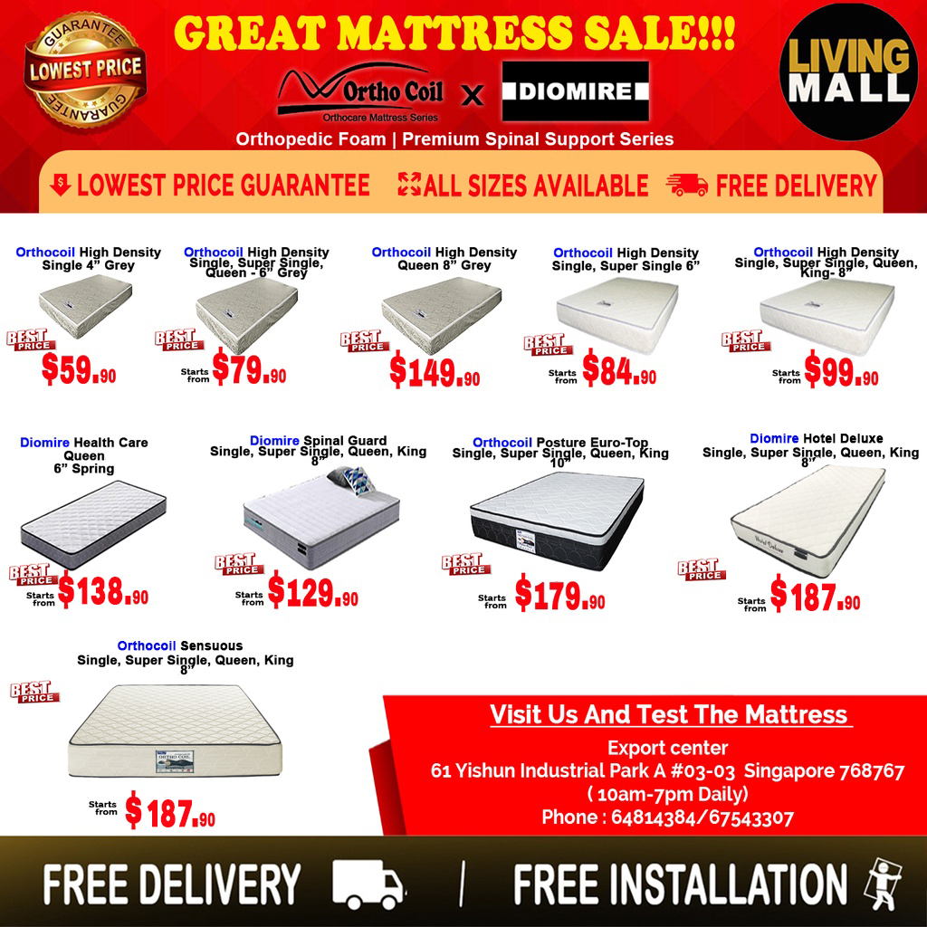 Living Mall - All Size Mattress Available - FREE Delivery
