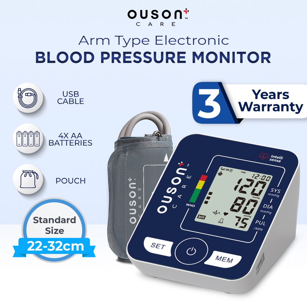 [LOCAL READY STOCKS] OUSON+ CARE DIGITAL BLOOD PRESSURE AND HEART BEAT MONITOR WITH ARM CUFF LCD DISPLAY SUPPORT 2 USER